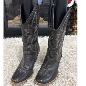 Volatile Women Black Leather Western Cowboy Boots Size 8.5 Denver Heel